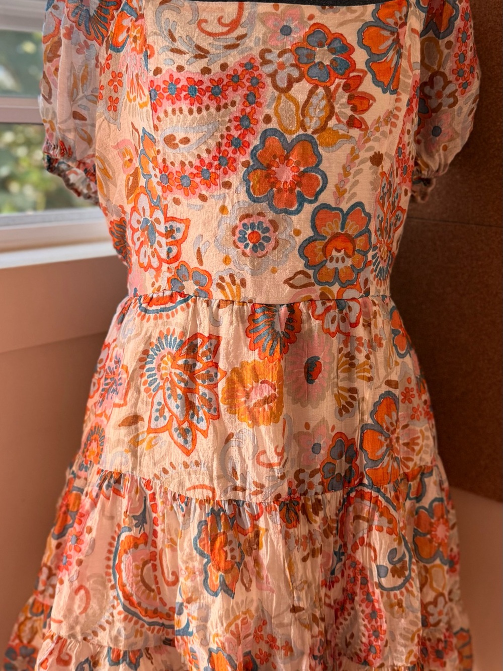 1. State Cream Mini Dress with Orange and Blue Floral Print